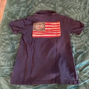 Polo Ralph Lauren-Pique Collard Polo Shirt w/flag, Navy, M 10/12